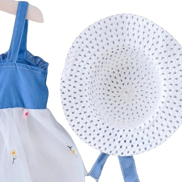 12m White Tank Dress and Hat - Picture 3 of 8